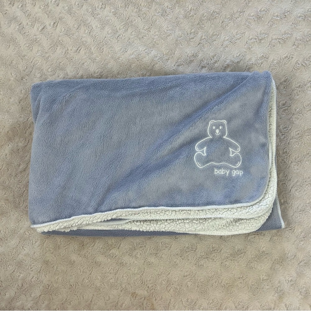 Baby Gap Teddy Bear Baby Blanket Lilac White Sherpa Security Lovey